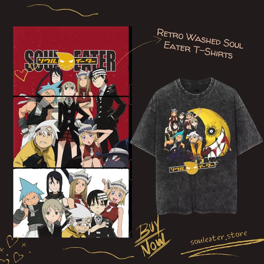 Retro PTTT1708 Washed  Soul Eater T-Shirts